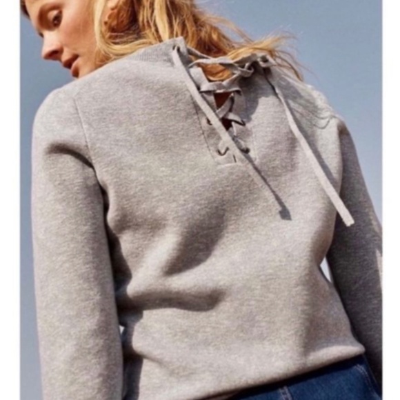 Madewell Specked Crewneck with Laced Tie Back Sz. Small EUC - Picture 5 of 5